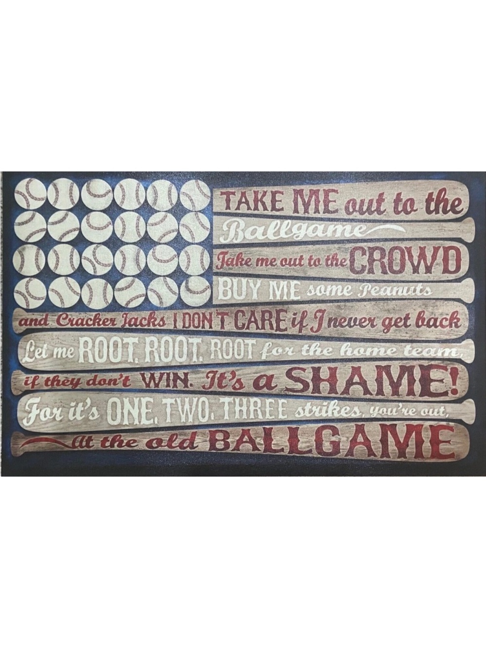NEW Hobby Lobby “Take Me Out to the Ballgame” Flag Wall Decor Art